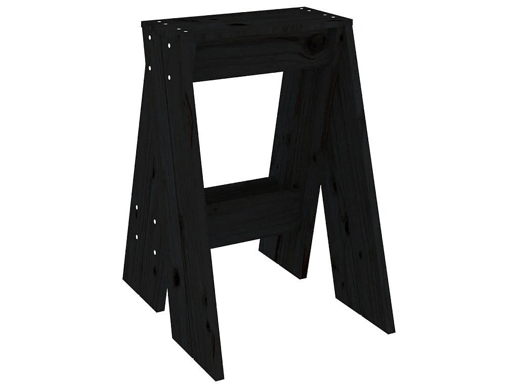 Tabourets 2 pcs Noir 40x40x60 Bois massif de pin