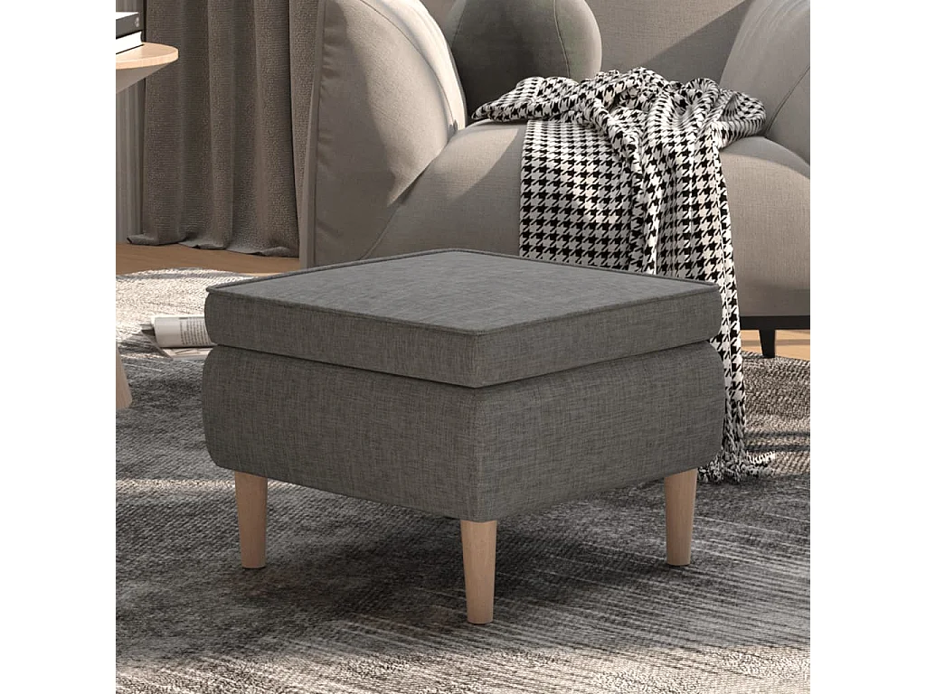 Tabouret avec pieds en bois Gris clair Tissu