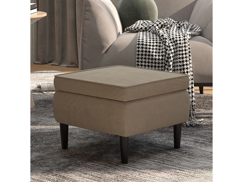 Tabouret avec pieds en bois Gris clair Velours