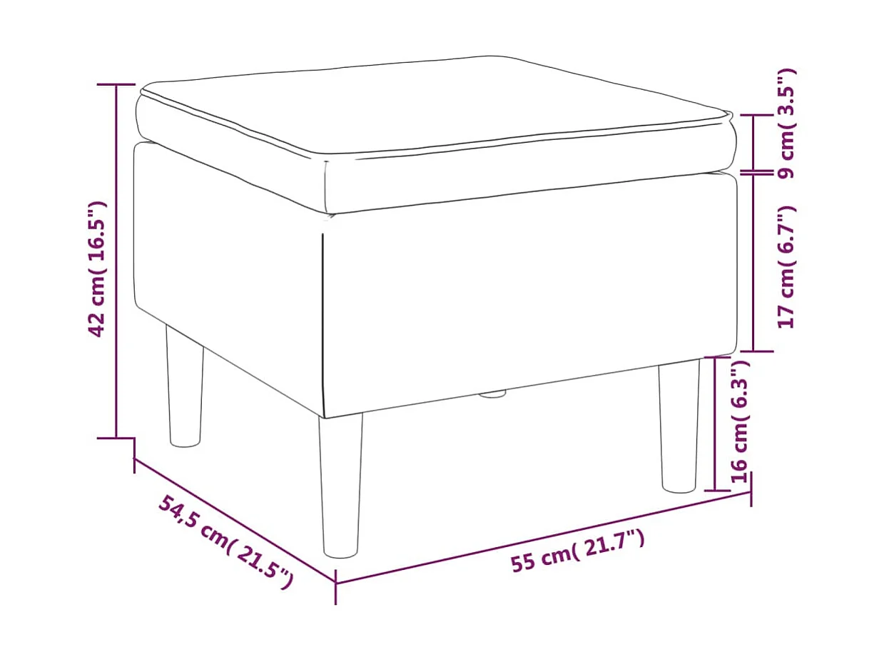 Tabouret avec pieds en bois Gris clair Velours