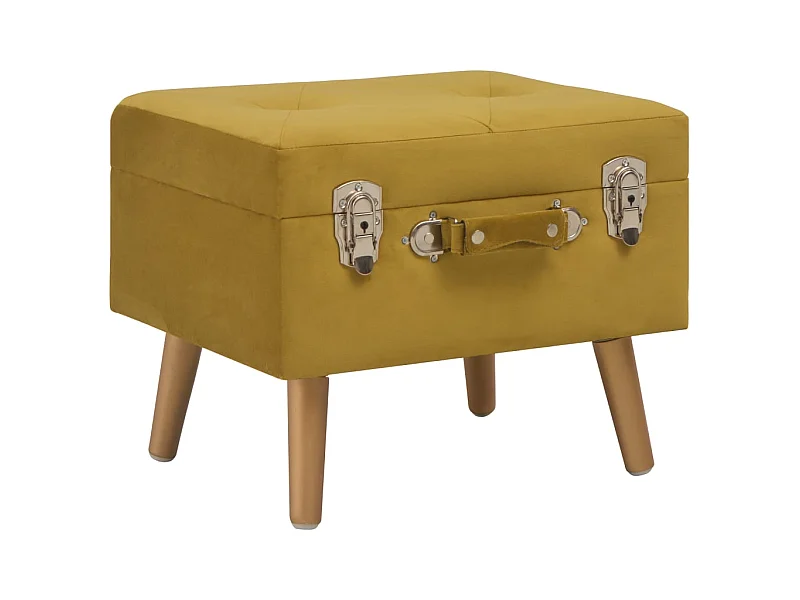 Tabouret de rangement 40cm Jaune moutarde Velours
