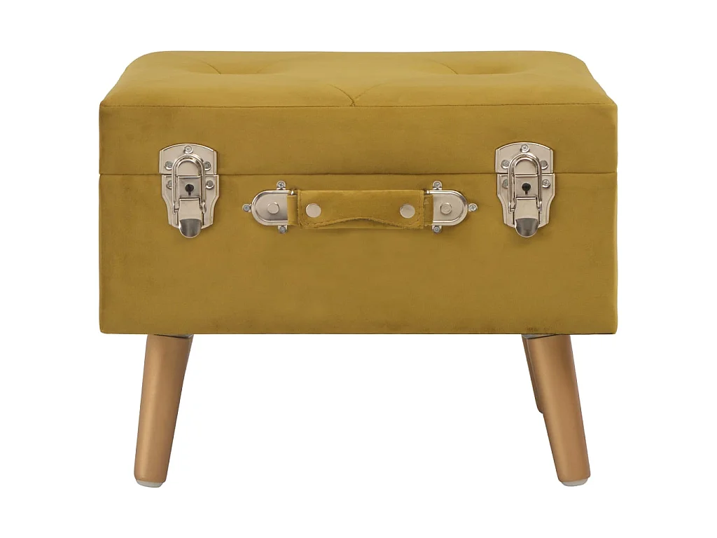 Tabouret de rangement 40cm Jaune moutarde Velours