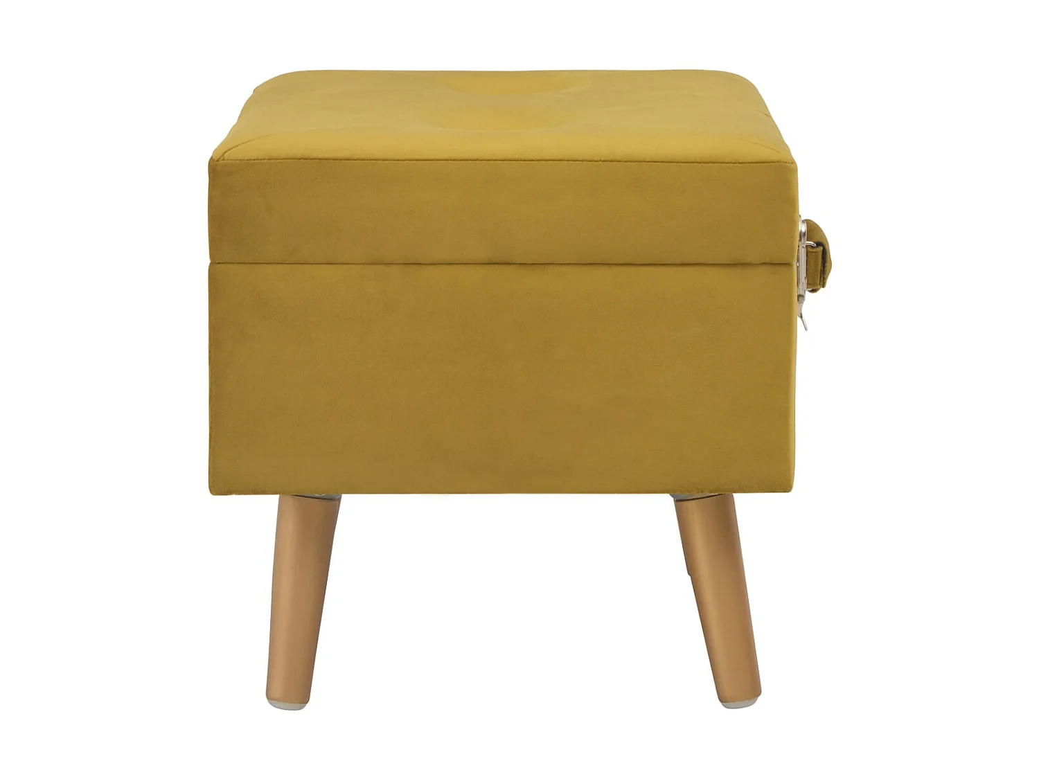Tabouret de rangement 40cm Jaune moutarde Velours