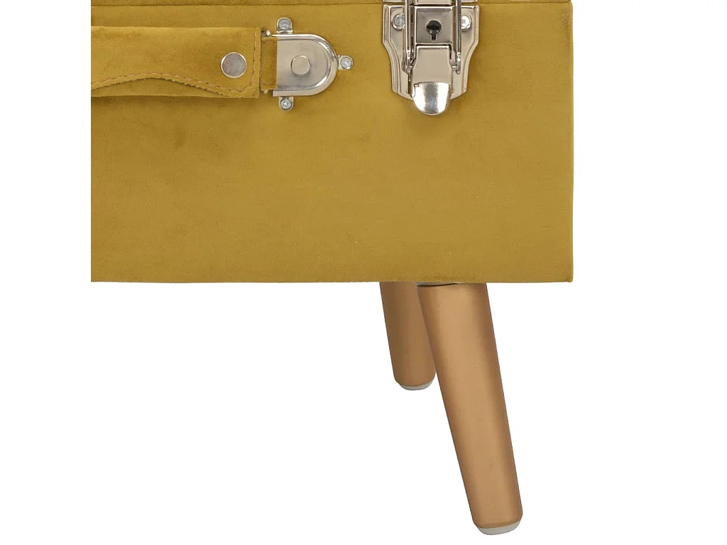 Tabouret de rangement 40cm Jaune moutarde Velours
