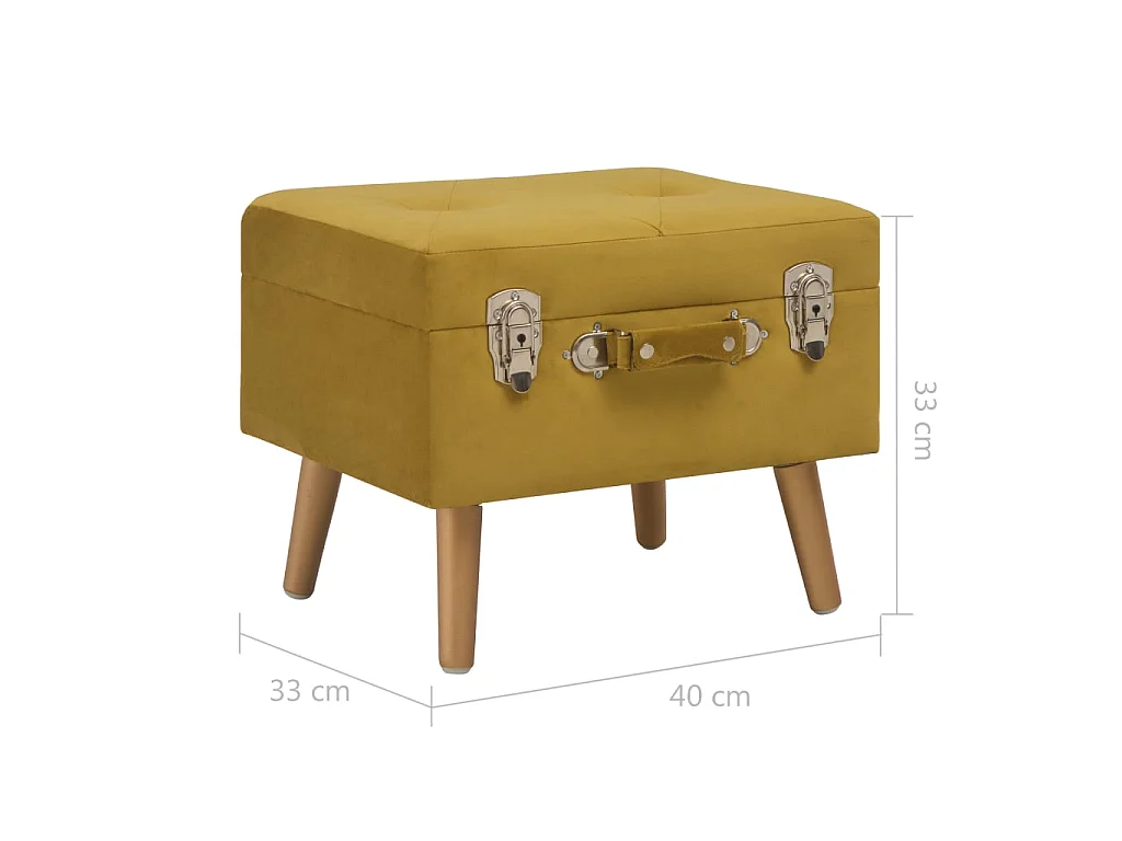 Tabouret de rangement 40cm Jaune moutarde Velours