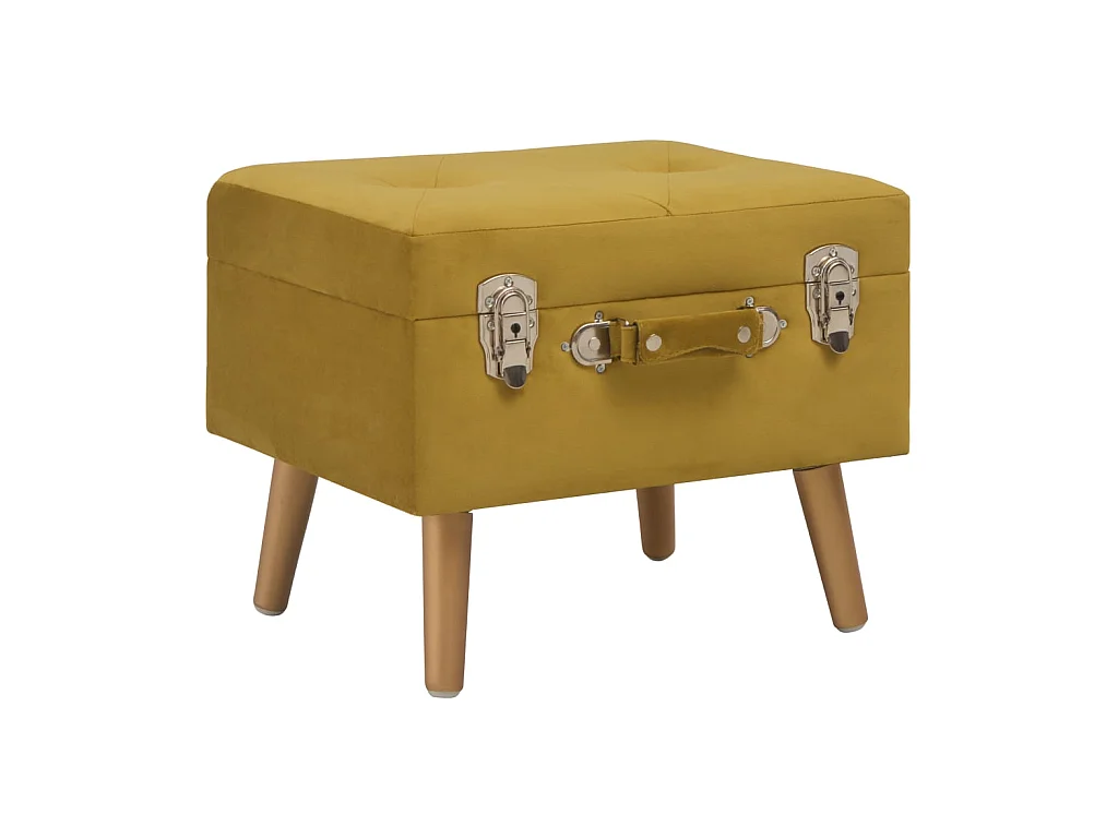 Tabouret de rangement 40cm Jaune moutarde Velours