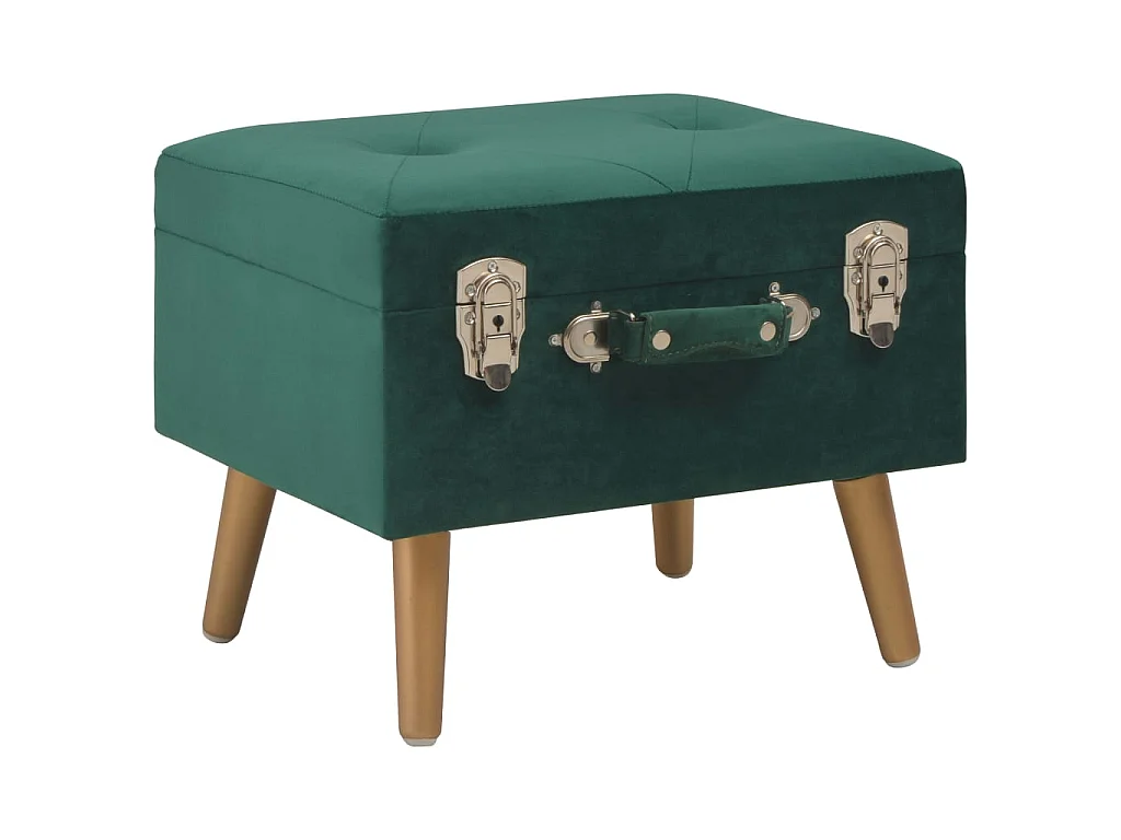 Tabouret de rangement 40cm Vert Velours