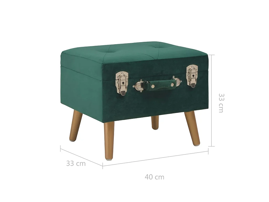 Tabouret de rangement 40cm Vert Velours