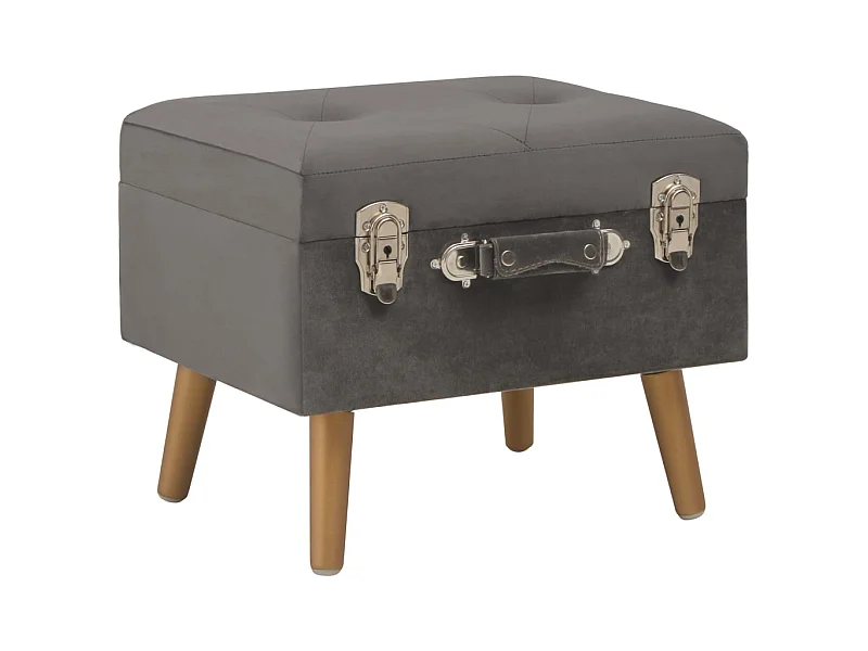 Tabouret de rangement 40cm Gris Velours