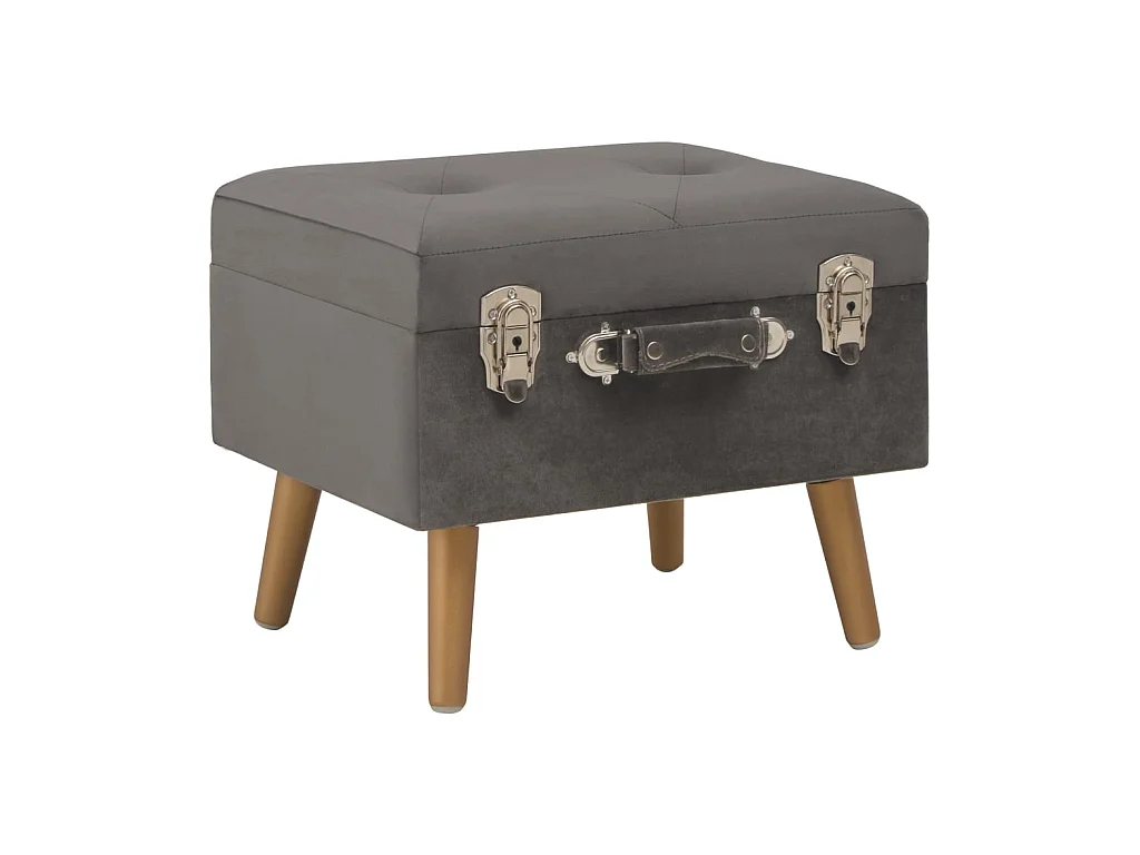 Tabouret de rangement 40cm Gris Velours
