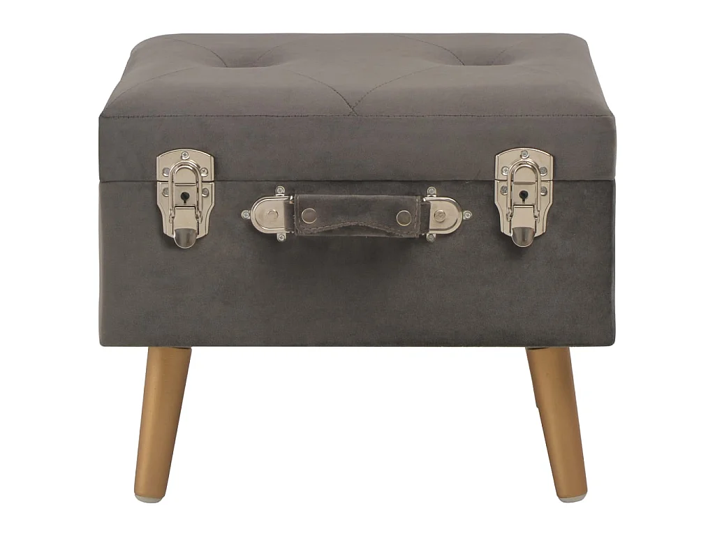 Tabouret de rangement 40cm Gris Velours