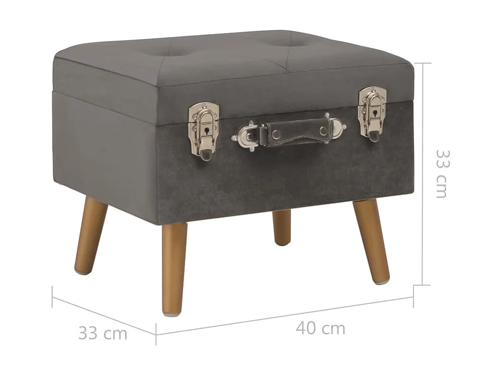 Tabouret de rangement 40cm Gris Velours