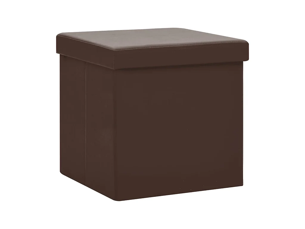Tabourets de rangement pliables 2 pcs Marron PVC