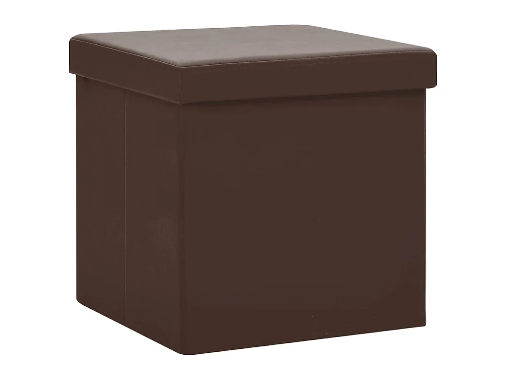 Tabourets de rangement pliables 2 pcs Marron PVC