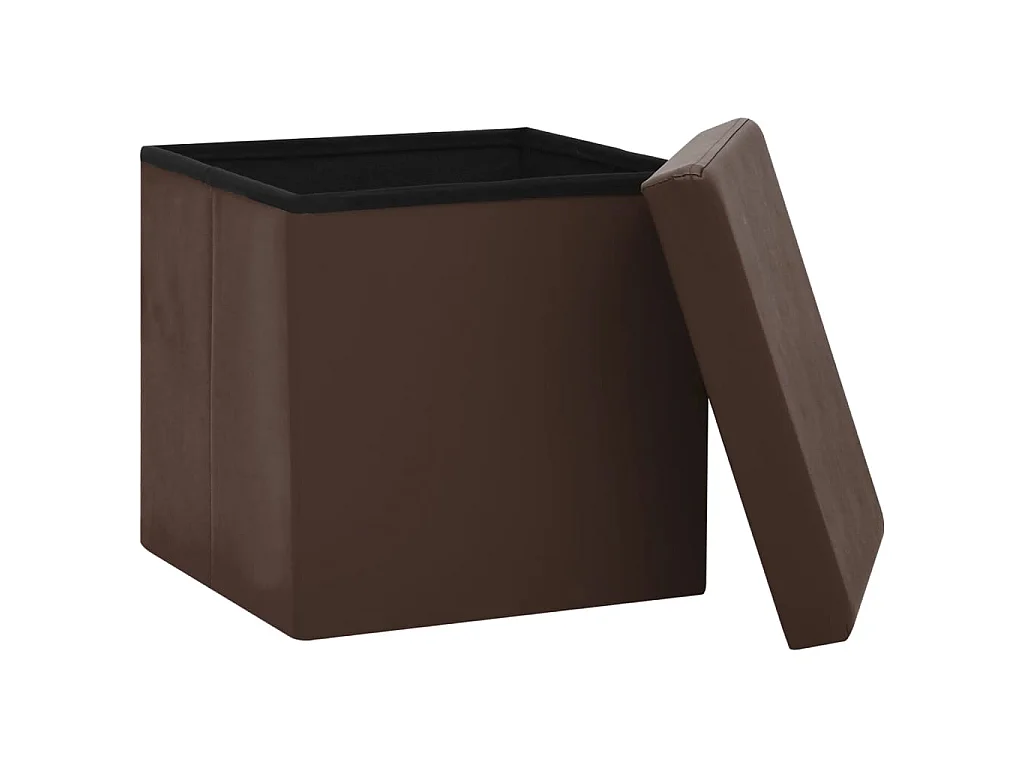 Tabourets de rangement pliables 2 pcs Marron PVC