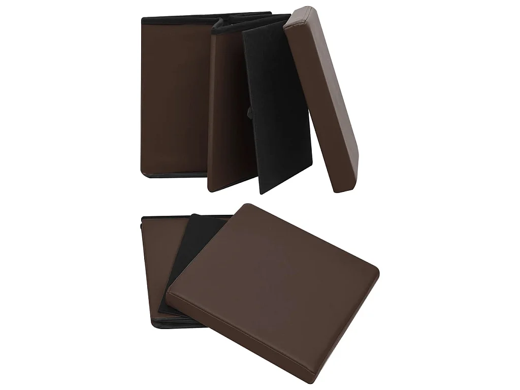 Tabourets de rangement pliables 2 pcs Marron PVC