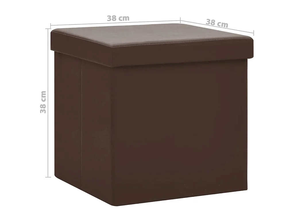 Tabourets de rangement pliables 2 pcs Marron PVC