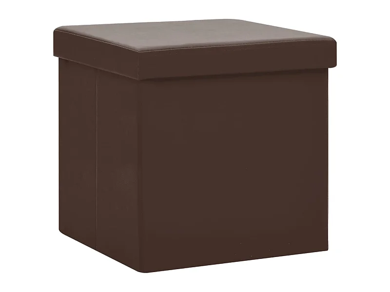 Tabourets de rangement pliables 2 pcs Marron PVC