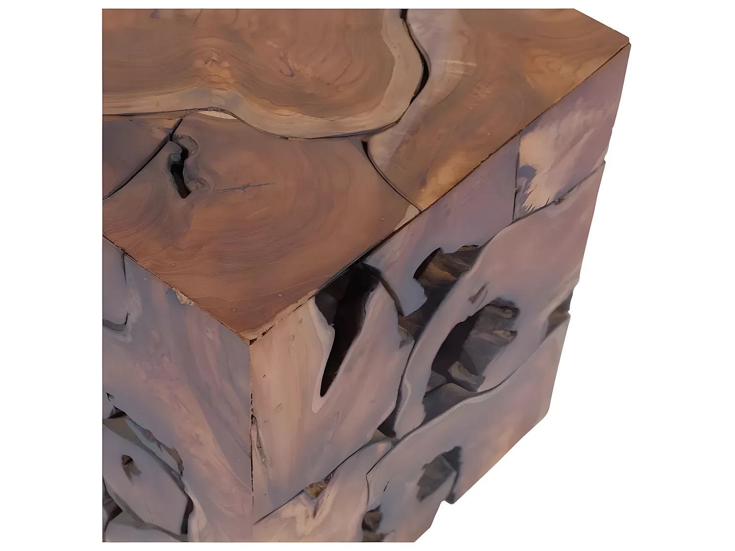 Tabouret bas carré teck massif foncé Kyral