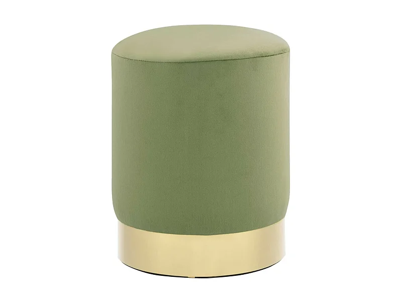 Tabouret bas design velours vert pomme et metal doré Sinza