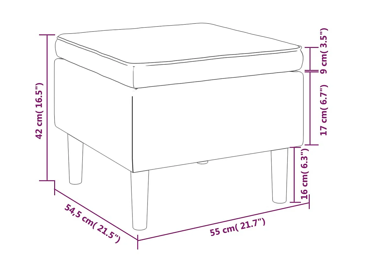 Tabouret avec pieds en bois Vert foncé Tissu 2