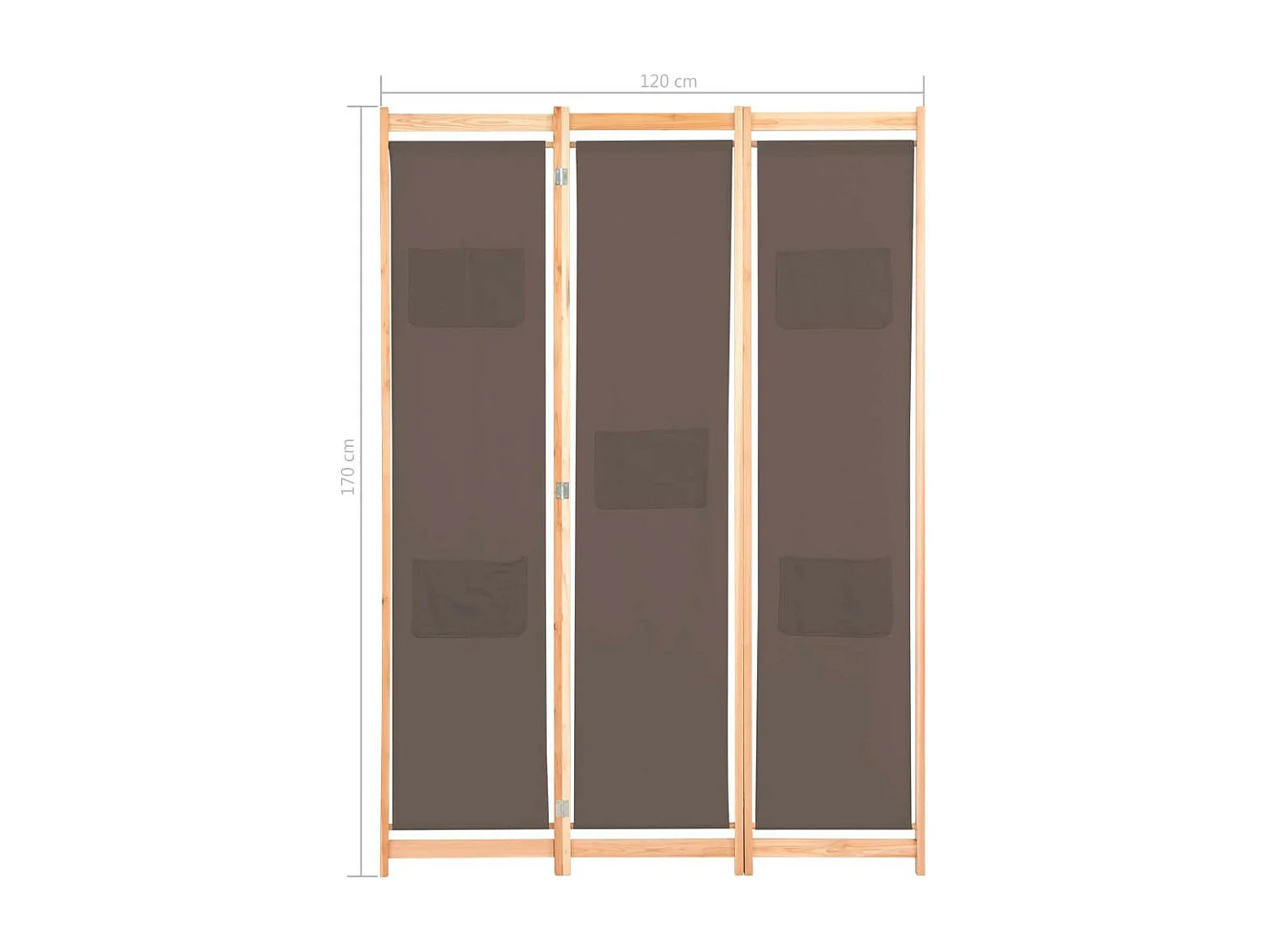Cloison de séparation 3 panneaux Marron 120x170x4 Tissu