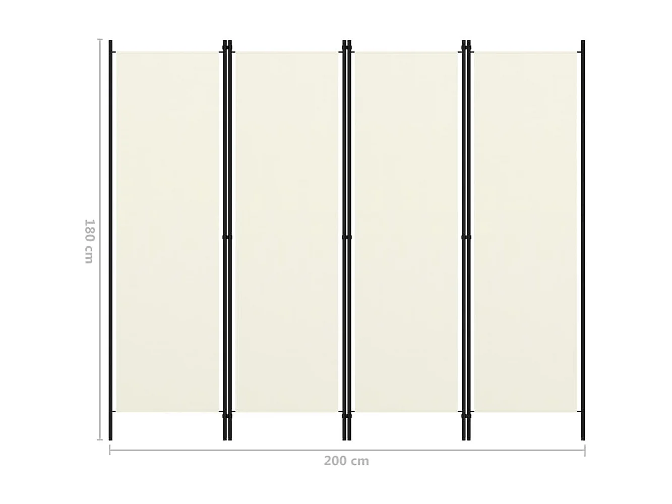 Cloison de séparation 4 panneaux Blanc crème 200x180