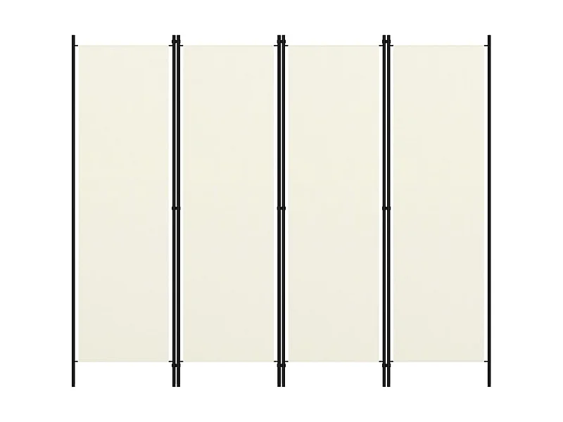 Cloison de séparation 4 panneaux Blanc crème 200x180