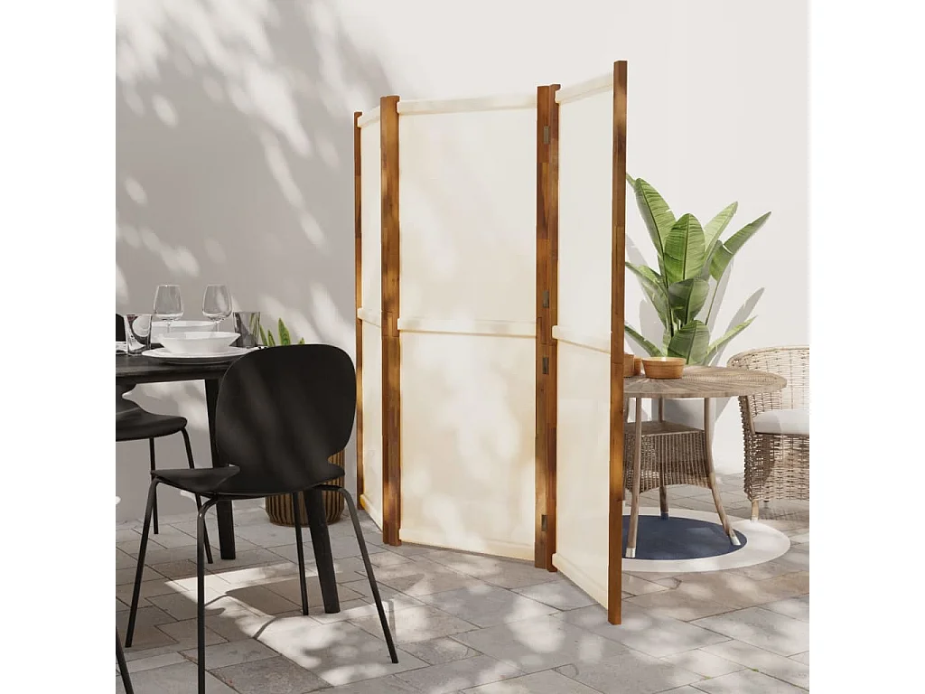 Cloison de séparation 3 panneaux Blanc crème 210x180