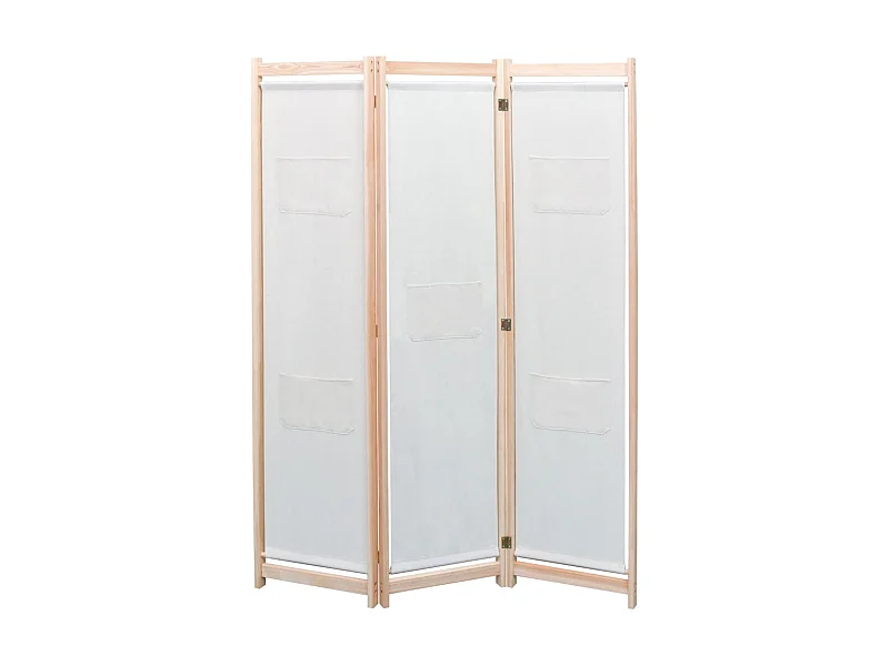 Cloison de séparation 3 panneaux Crème 120x170x4 Tissu