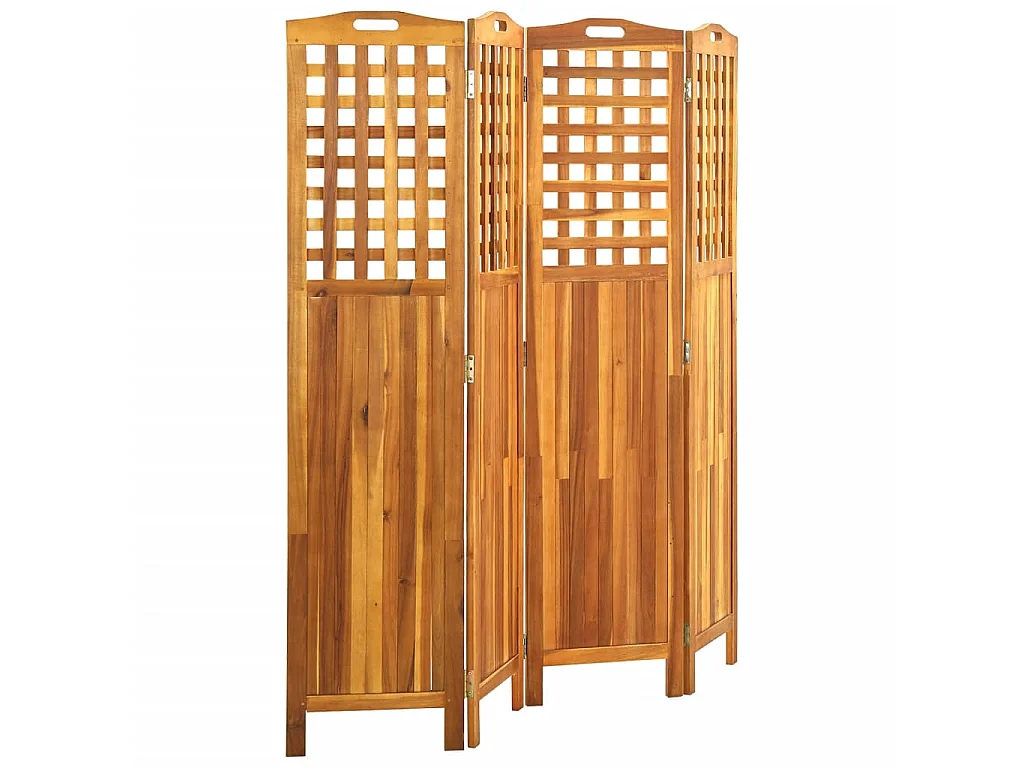 Cloison de séparation 4 panneaux 161x2x170 Bois d'acacia