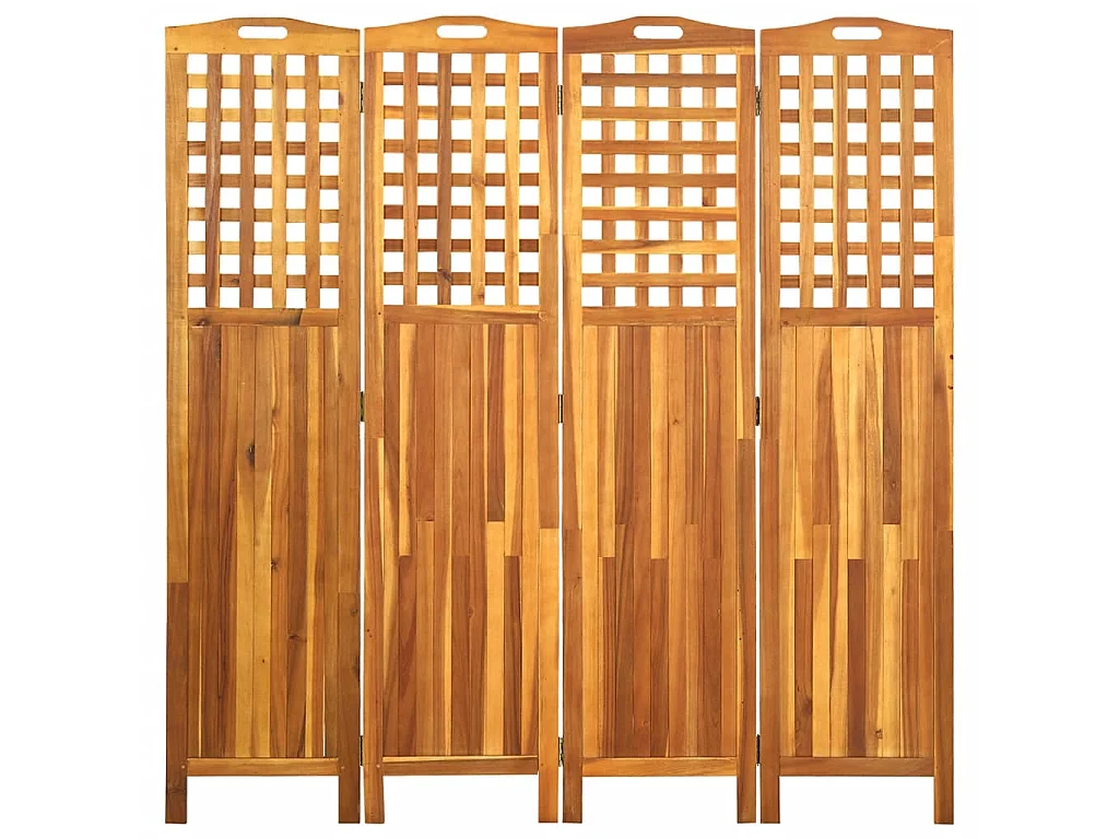 Cloison de séparation 4 panneaux 161x2x170 Bois d'acacia