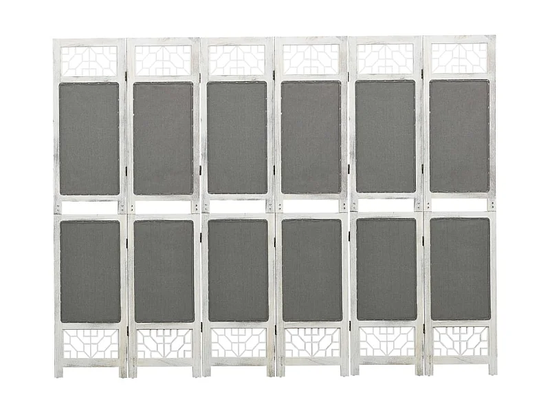 Cloison de séparation 6 panneaux Gris 210x165 Tissu