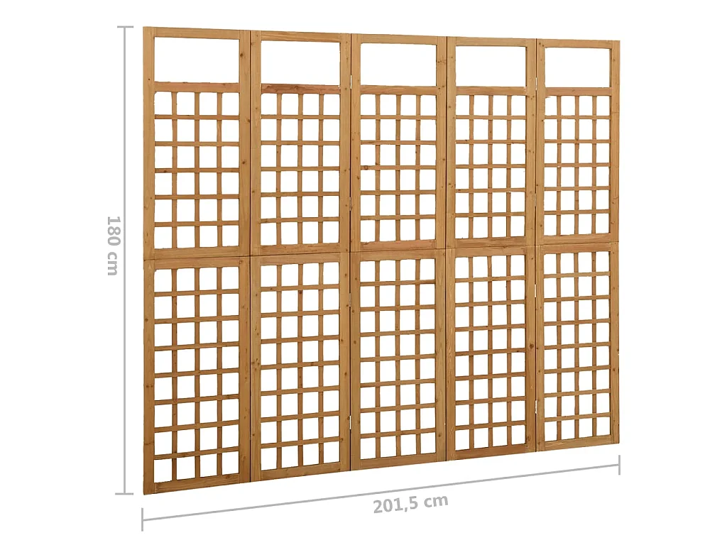 Cloison de séparation à 5 panneaux Bois de pin 201,5x180