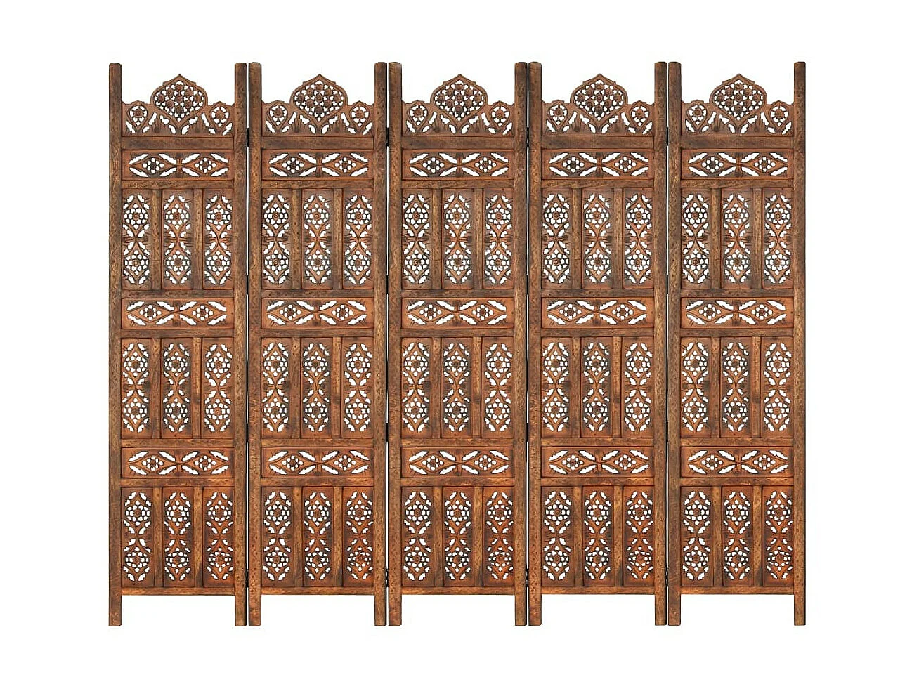 Cloison de séparation 5 panneaux Marron 200x165 Bois manguier 2