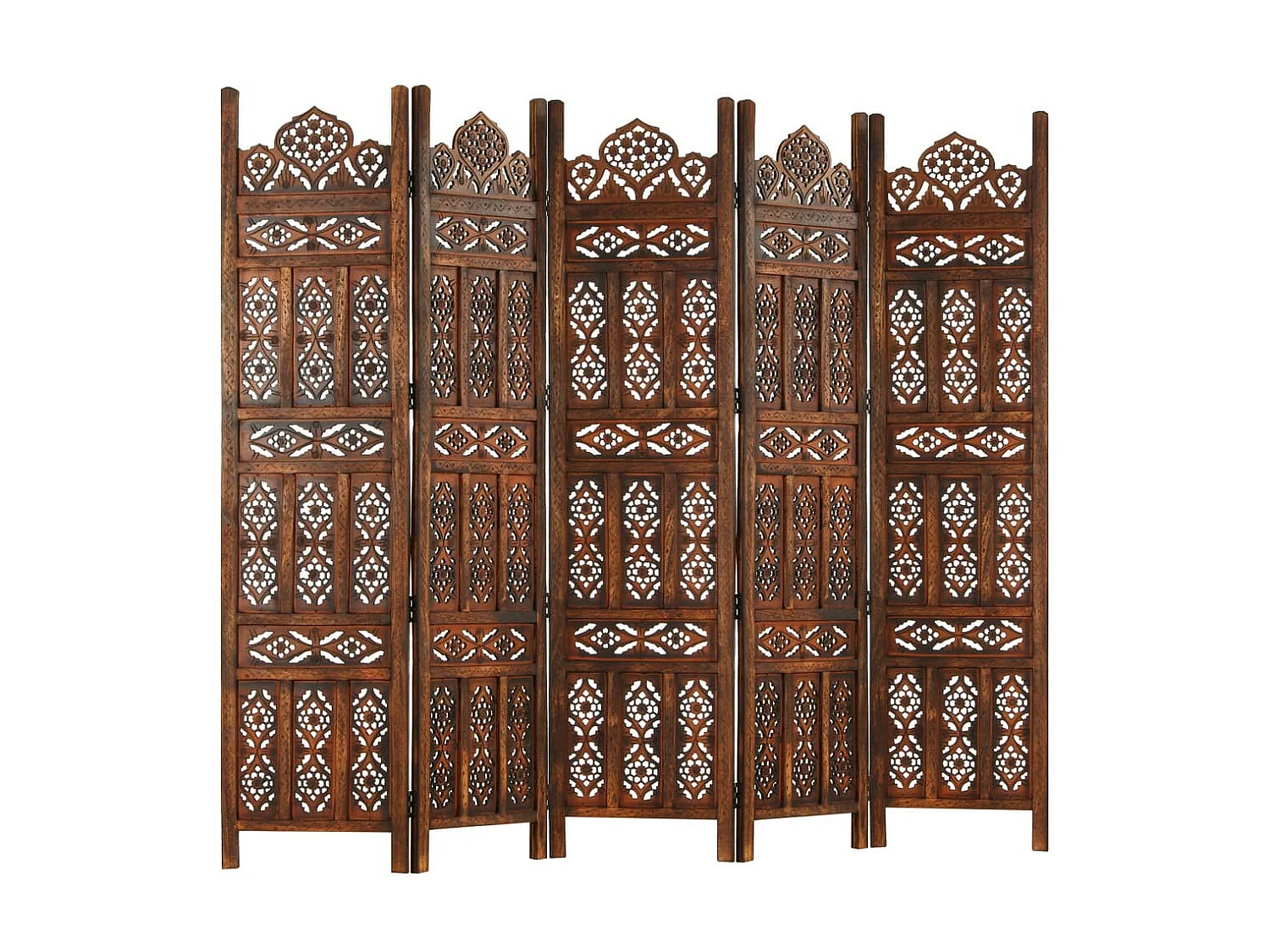 Cloison de séparation 5 panneaux Marron 200x165 Bois manguier 2