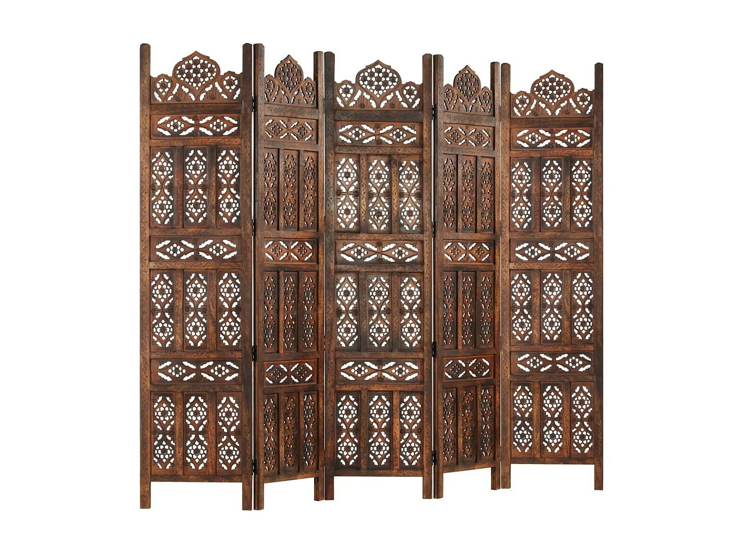 Cloison de séparation 5 panneaux Marron 200x165 Bois manguier 2