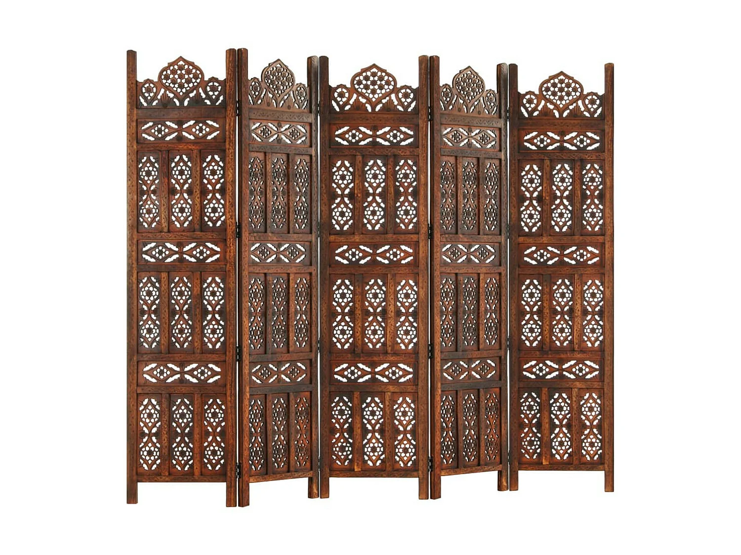 Cloison de séparation 5 panneaux Marron 200x165 Bois manguier 2