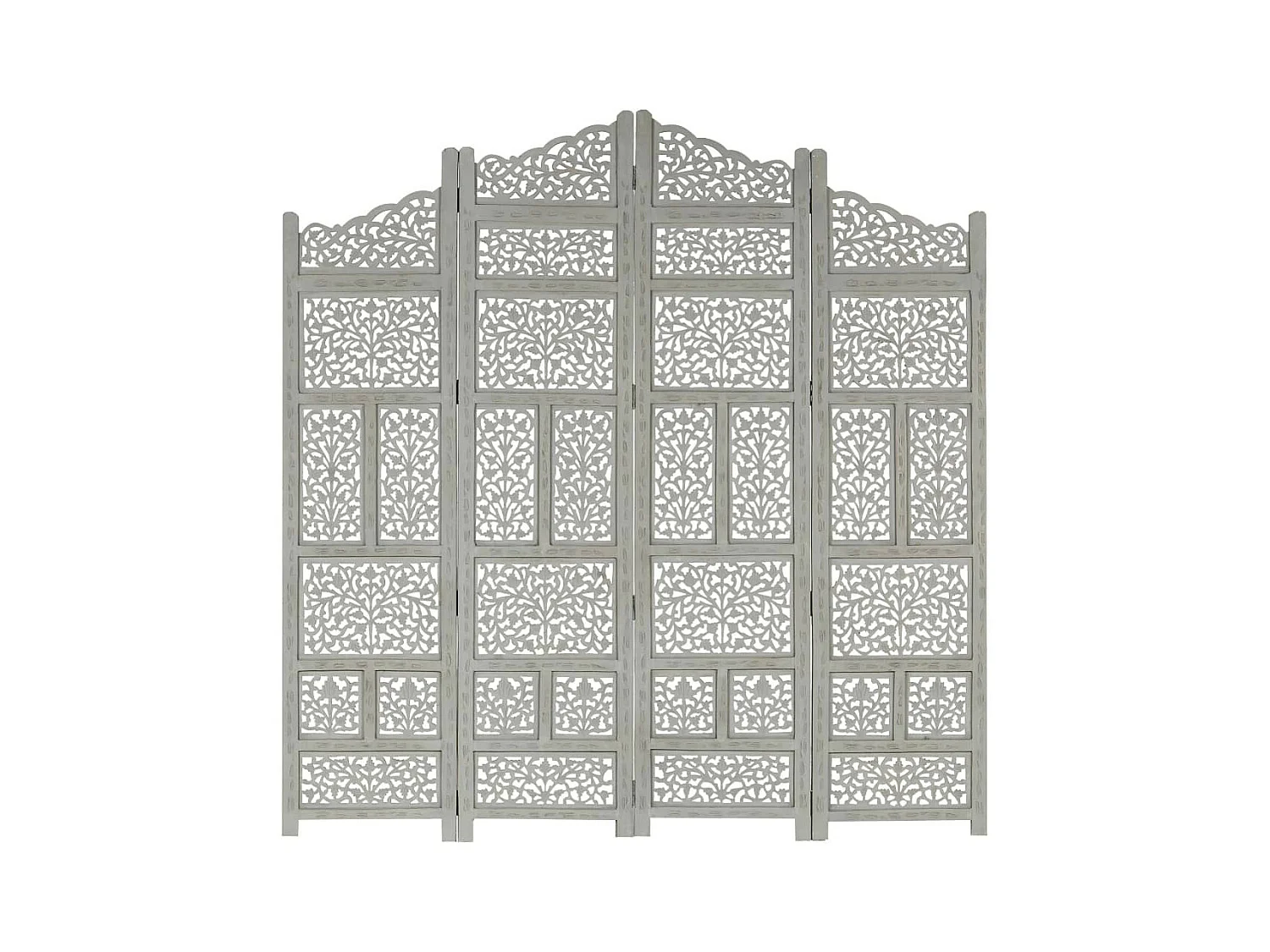 Cloison de séparation 4 panneaux Gris 160x165 Bois manguier 2