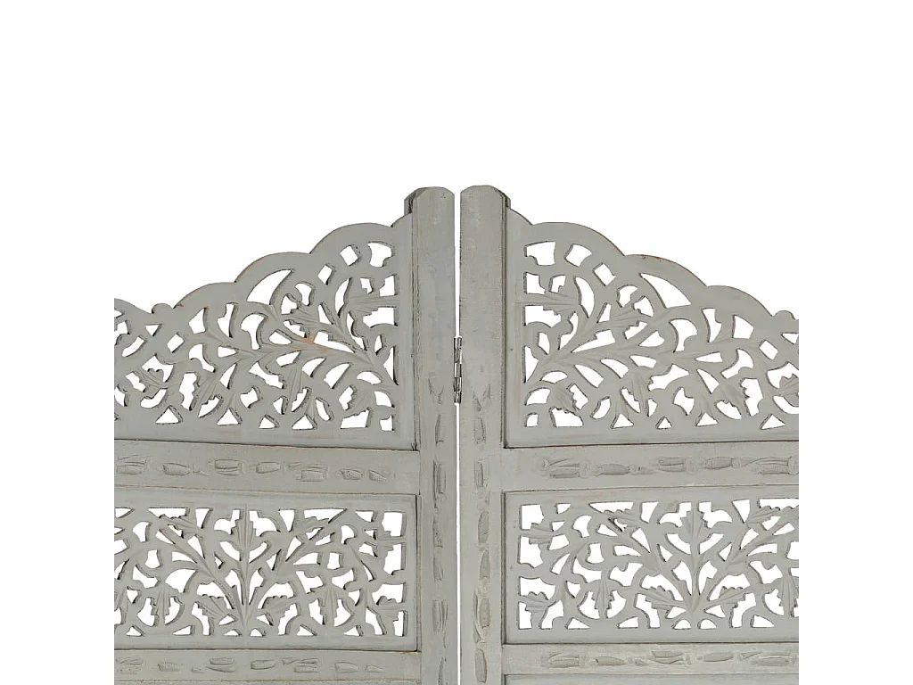 Cloison de séparation 4 panneaux Gris 160x165 Bois manguier 2