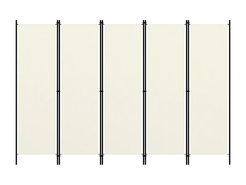 Cloison de séparation 5 panneaux Blanc crème 250x180