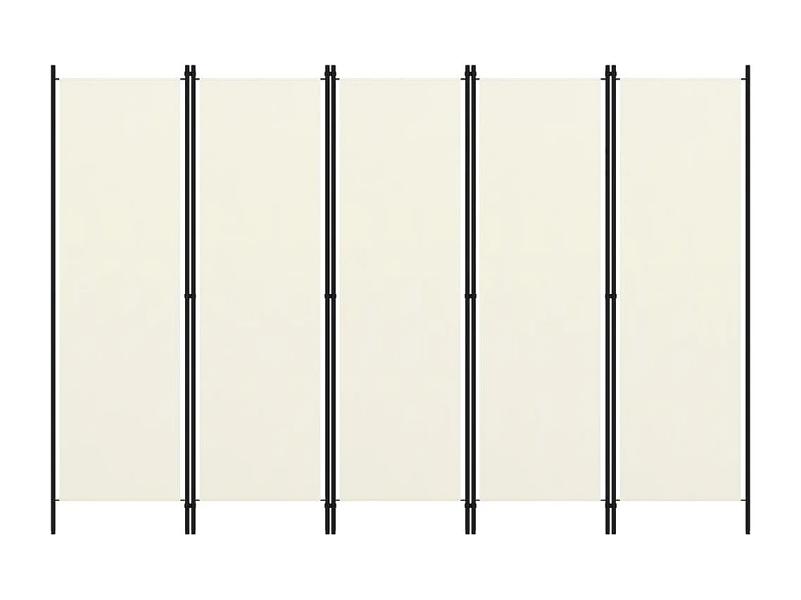 Cloison de séparation 5 panneaux Blanc crème 250x180