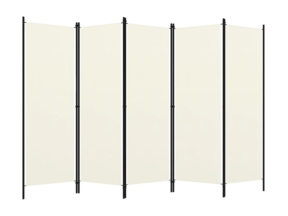 Cloison de séparation 5 panneaux Blanc crème 250x180