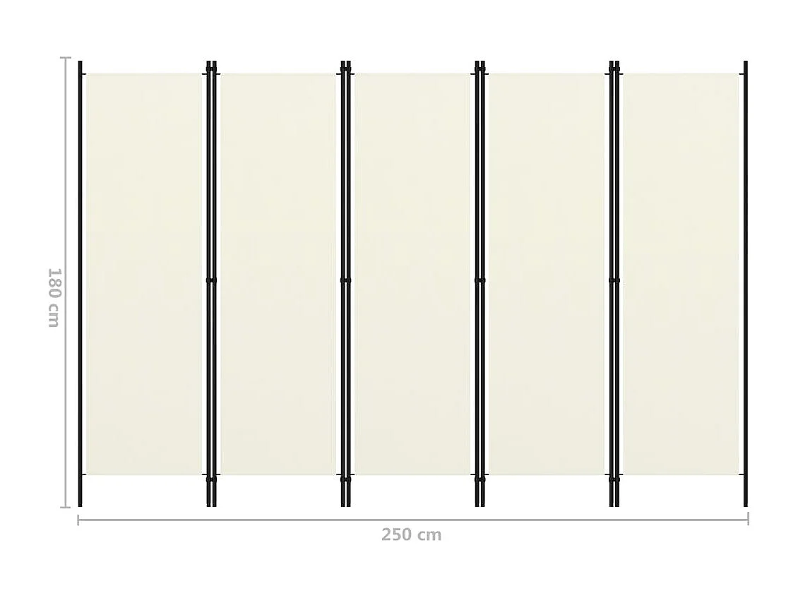 Cloison de séparation 5 panneaux Blanc crème 250x180