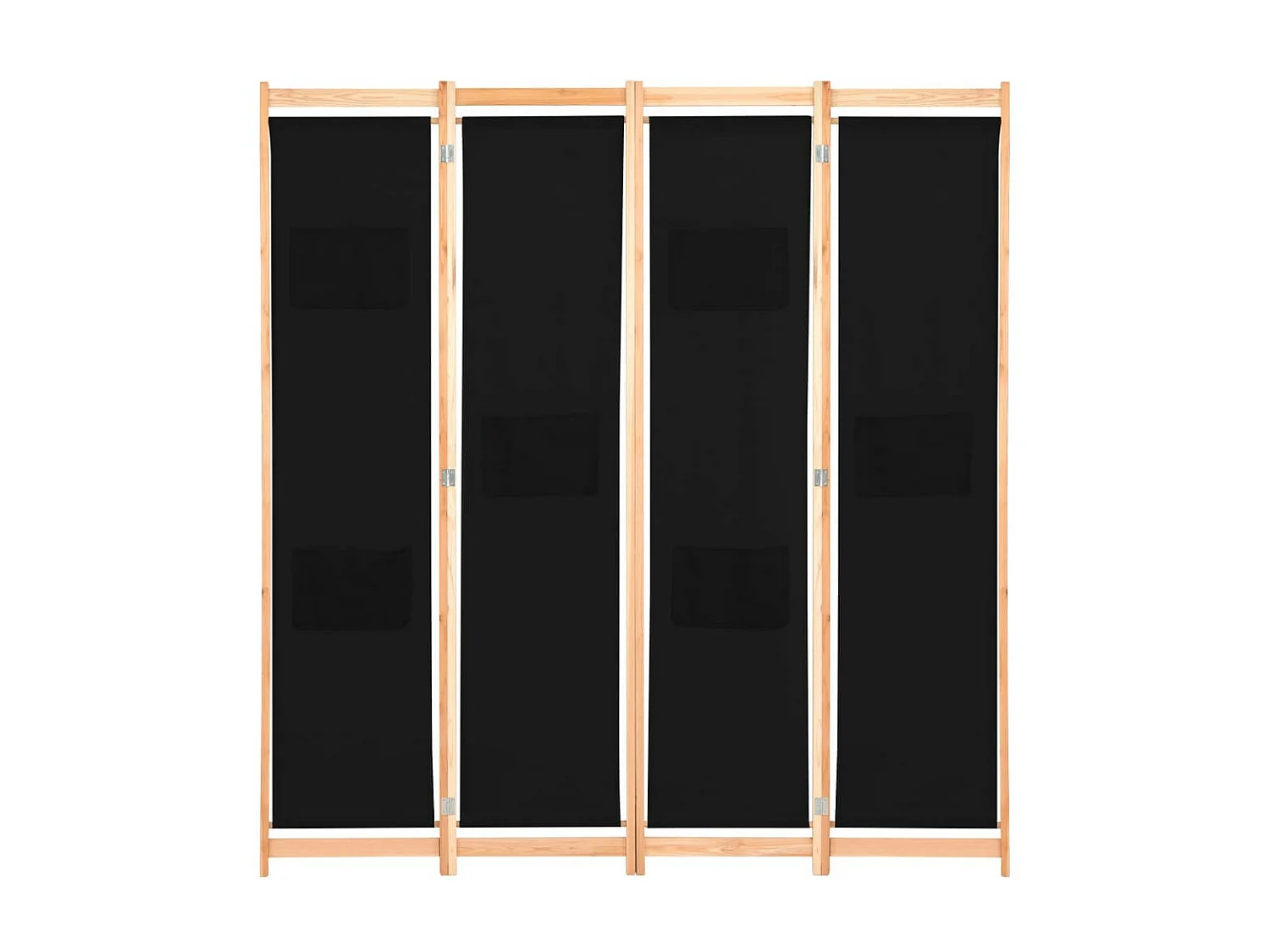 Cloison de séparation 4 panneaux Noir 160x170x4 Tissu