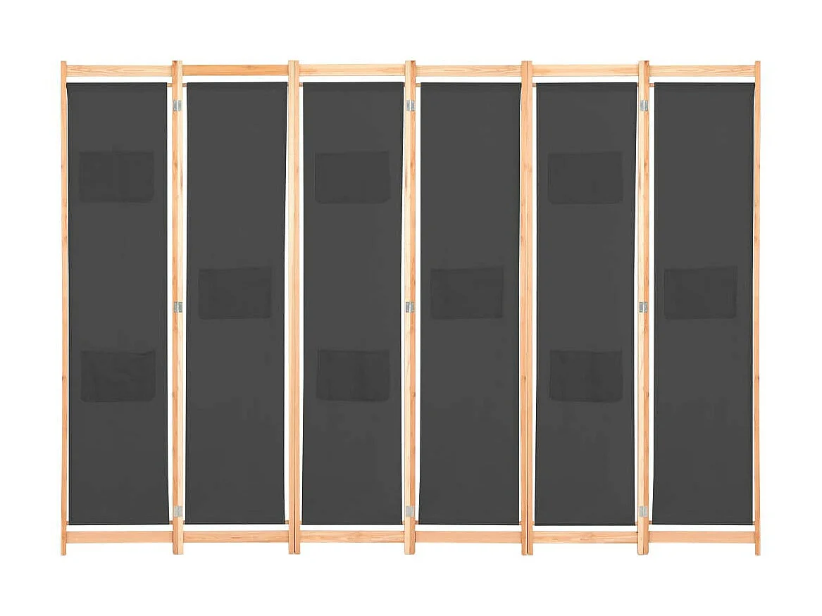 Cloison de séparation 6 panneaux Gris 240 x 170x4 Tissu