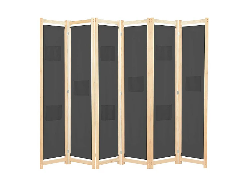 Cloison de séparation 6 panneaux Gris 240 x 170x4 Tissu