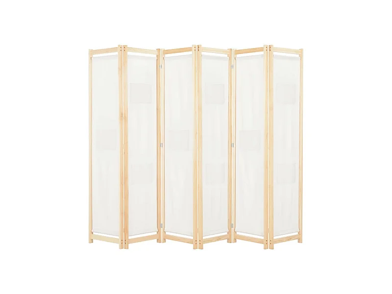Cloison de séparation 6 panneaux Crème 240 x 170x4 Tissu