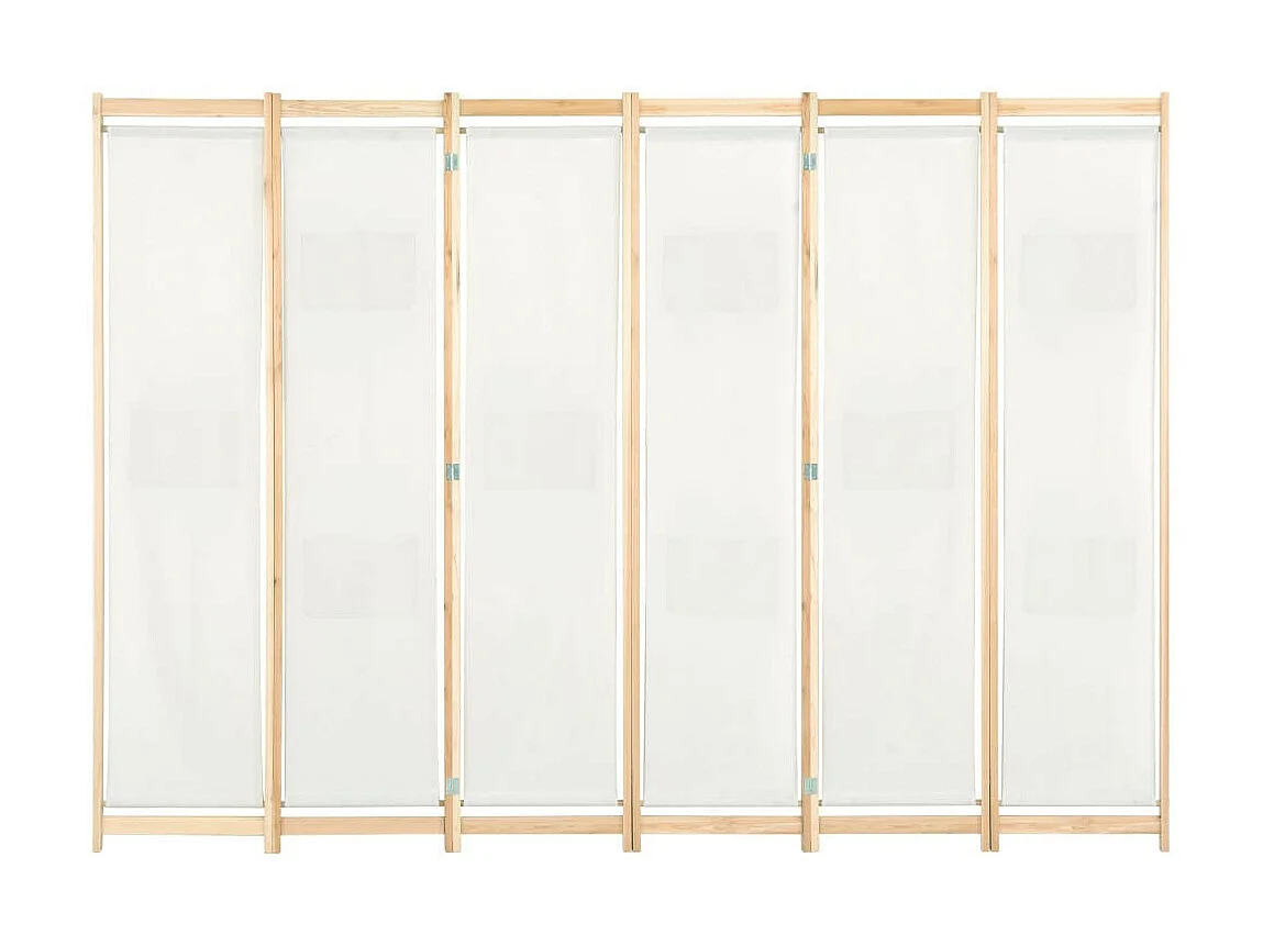 Cloison de séparation 6 panneaux Crème 240 x 170x4 Tissu