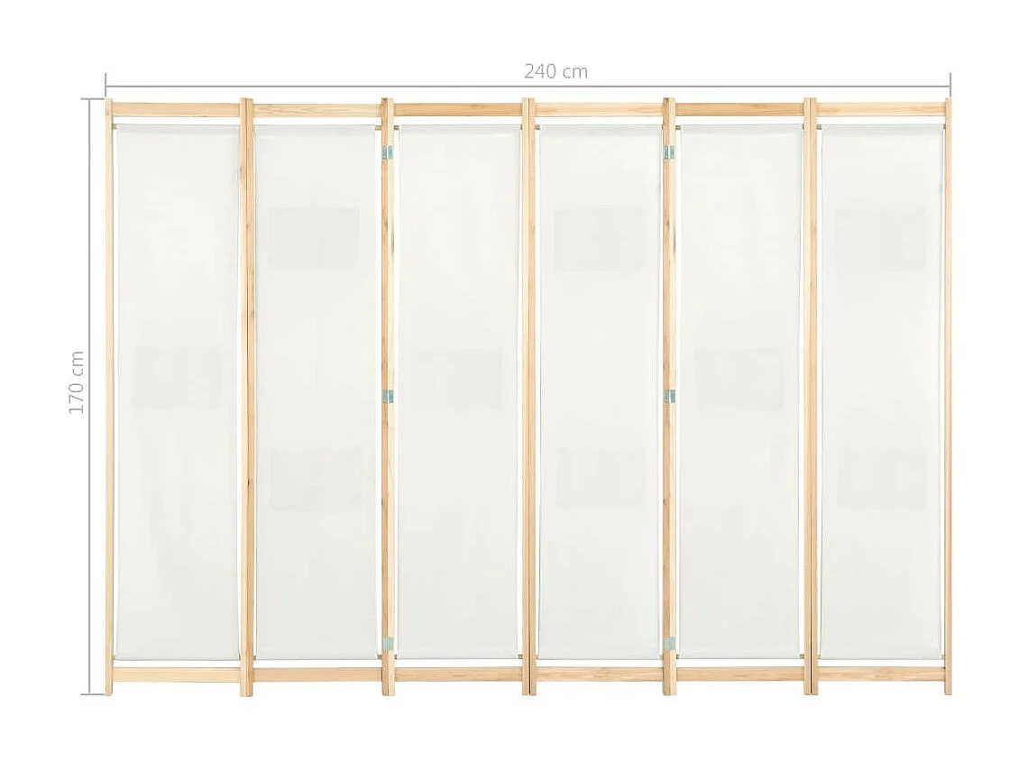 Cloison de séparation 6 panneaux Crème 240 x 170x4 Tissu